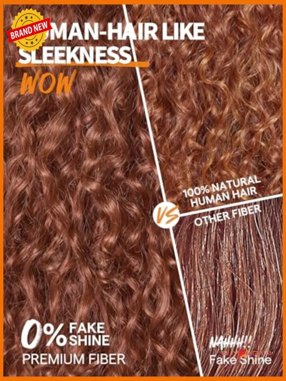Shaggy Curly Wig with Bangs Realistic Look Synthetic Human Hair Blend